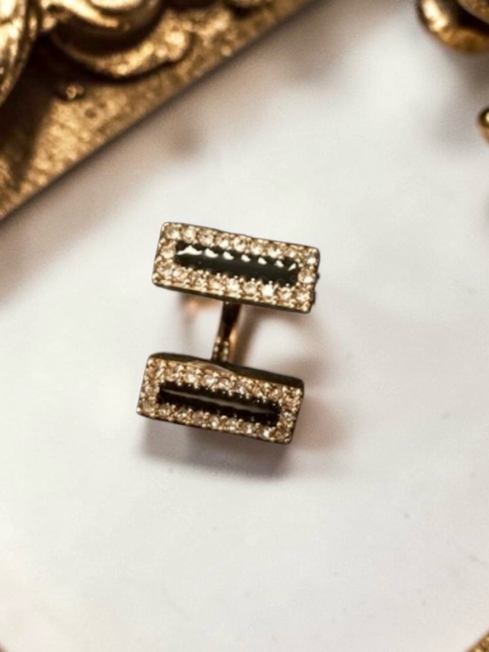 Kate Spade Raise the Bar Pavé Crystal Black Enamel Ring - Picture 2 of 4